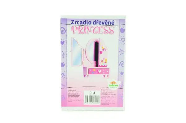 Princess Zrkadlo šperkovnica 3-dielne zásuvka drevo 16x25x8cm v krabici