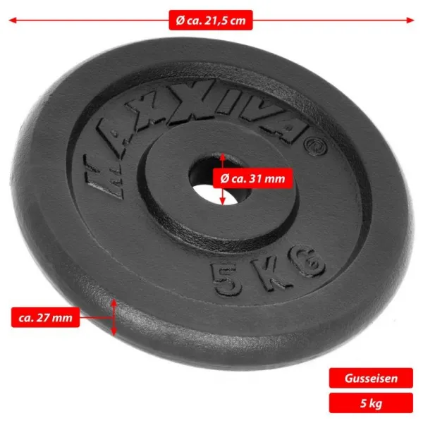MAXXIVA 81731 Sada 2 závaží na činky celkom 10 kg, liatina, čiern