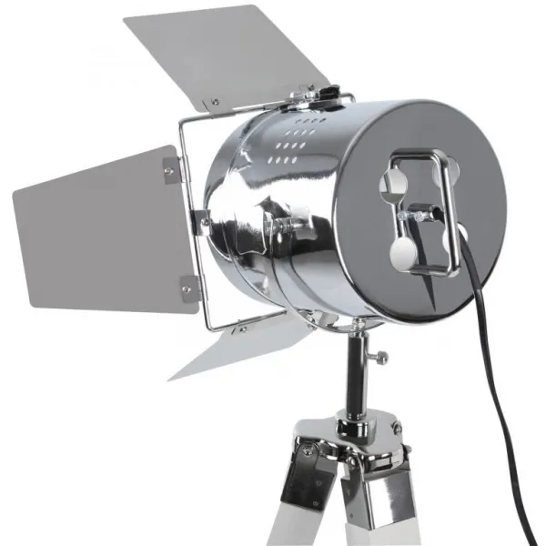JAGO stojaca lampa s drevenou trojnožkou- biela matná