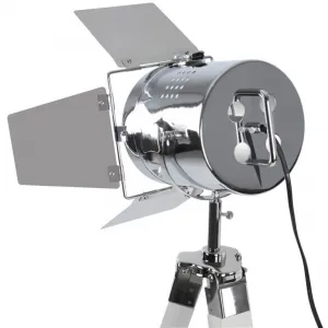 JAGO stojaca lampa s drevenou trojnožkou- biela matná