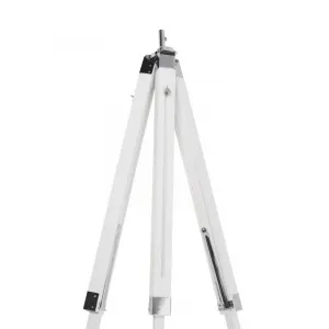 JAGO stojaca lampa s drevenou trojnožkou- biela matná