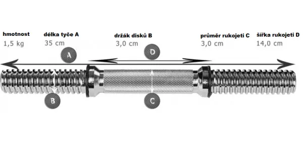Jednoručná liatinová činka MOVIT - 10 kg