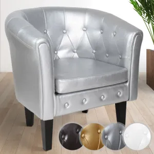 MIADOMODO Kreslo Chesterfield, 58 x 71 x 70 cm, strieborné
