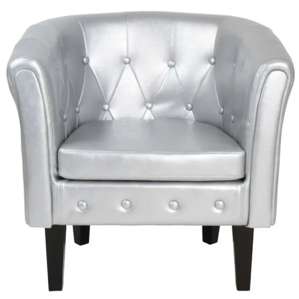 MIADOMODO Kreslo Chesterfield, 58 x 71 x 70 cm, strieborné