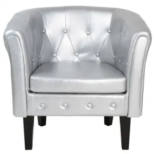 MIADOMODO Kreslo Chesterfield, 58 x 71 x 70 cm, strieborné