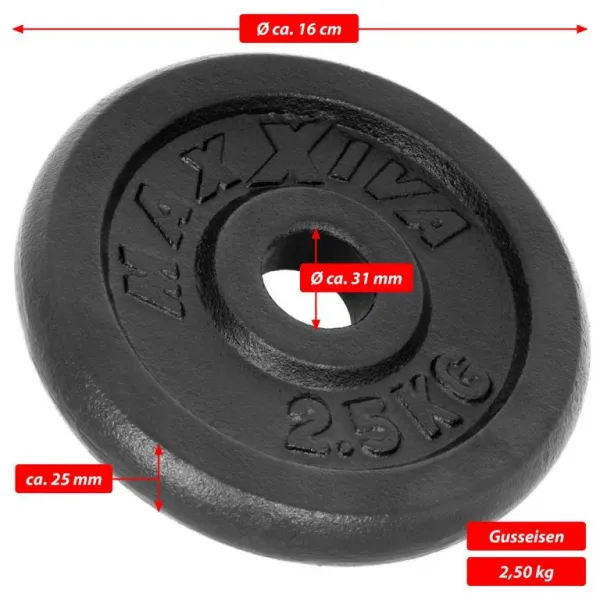 MAXXIVA 81708 sada 2 závaží na činky celkom 5 kg, liatina, čierna