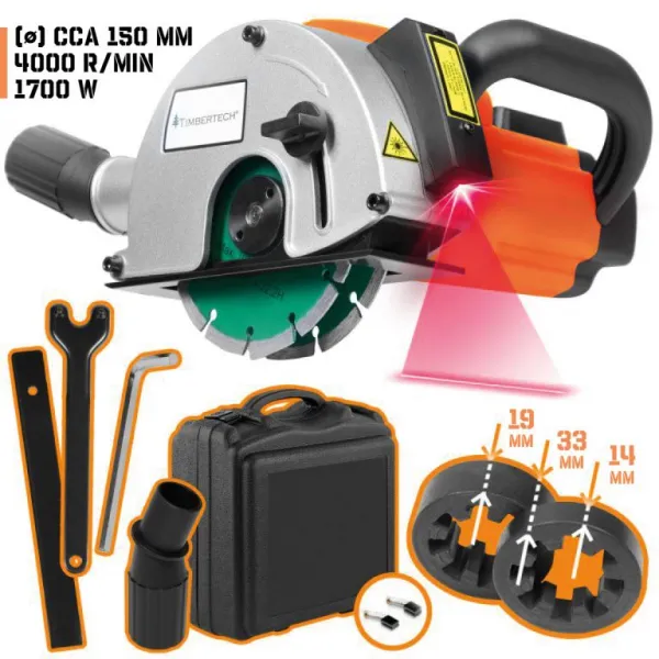 TIMBERTECH drážkovacia fréza s laserom, 1700 W