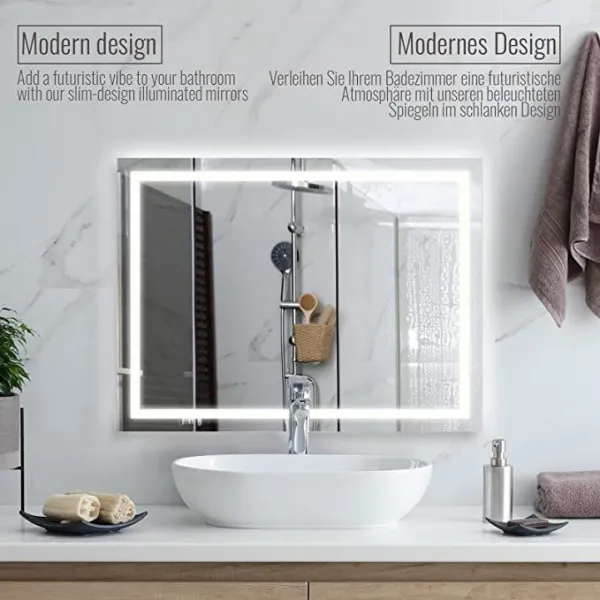 AQUAMARIN kúpeľňové zrkadlo s LED osvetlením 28 W, 80 x 60cm