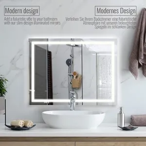 AQUAMARIN kúpeľňové zrkadlo s LED osvetlením 28 W, 80 x 60cm