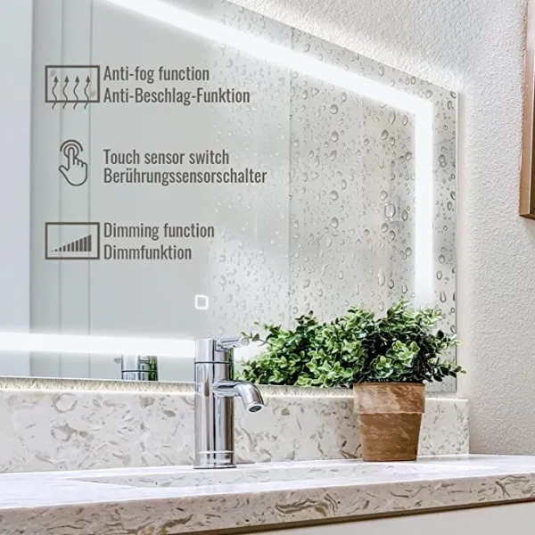 AQUAMARIN kúpeľňové zrkadlo s LED osvetlením 28 W, 80 x 60cm