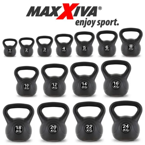 MAXXIVA Kettlebell činka, čierna, 16 kg