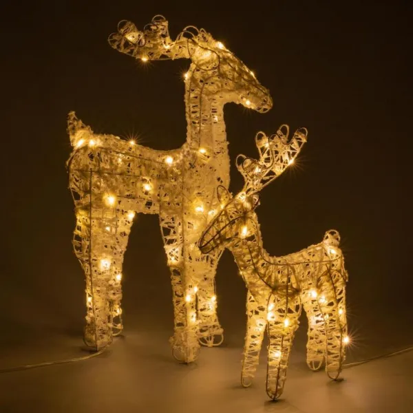 Nexos 85991 Sada 2 trblietavých sobov 45 LED s časovačom, teplá biela