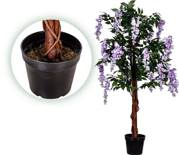 PLANTASIA umelý strom Vistária 120 cm, modrofialové kvety
