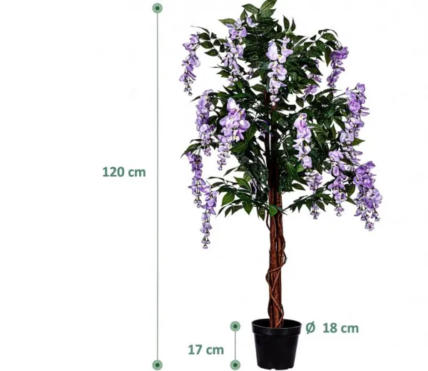 PLANTASIA umelý strom Vistária 120 cm, modrofialové kvety