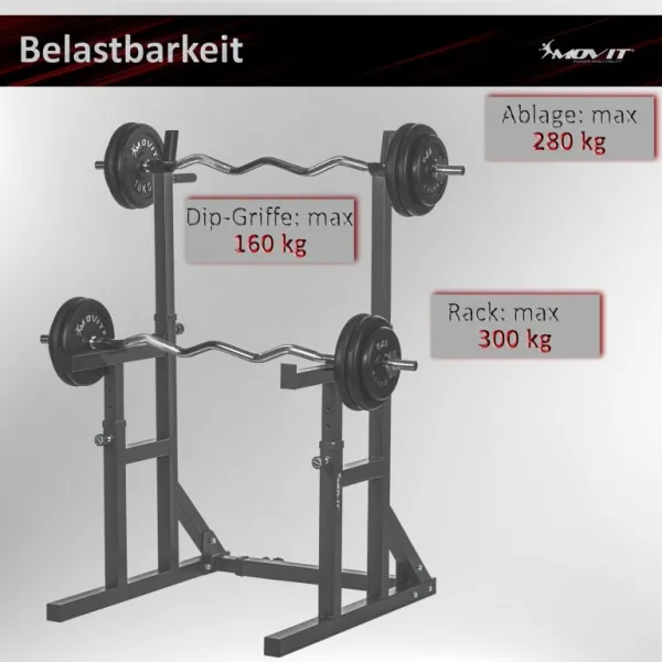 MOVIT stojan na drepy, nosnosť 300 kg, čierny