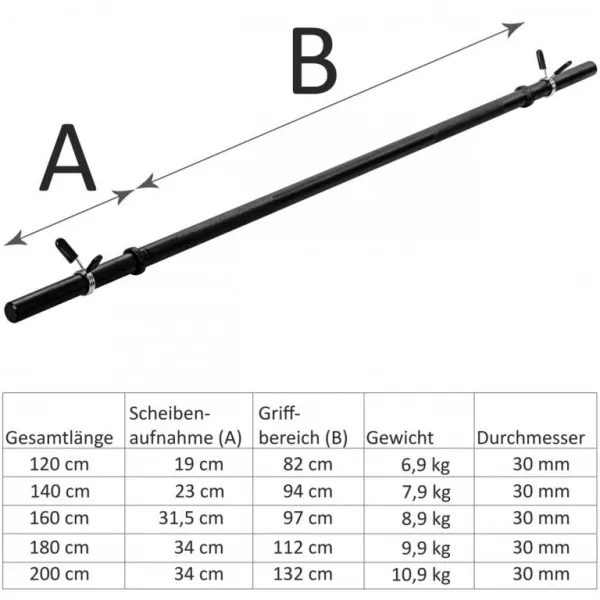 MOVIT®  posilňovacia činka, čierna, pružinový úzáver, 120cm