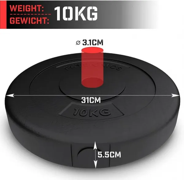 Physionics sada záťažových dosiek 2 x 10 kg, 31 mm