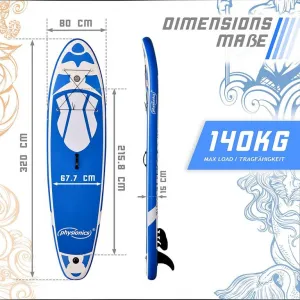 Physionics nafukovací paddleboard, 320 x 80 x 15 cm, modrý