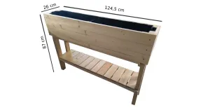 Vyvýšený záhon na nožičkách 124×26×87 cm s policou