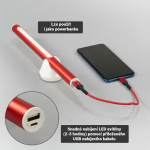 Garthen 88230 Tyčová kempingová LED lampa, vodotesná, červená 30cm