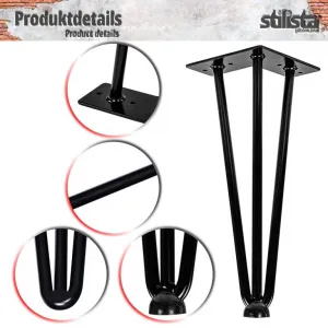 STILISTA nábytková noha z 3 tyčiek, 60 cm, strieborná
