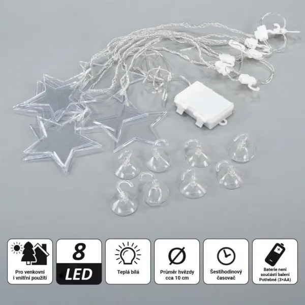 Nexos 86335 Sada svetelných závesov, 8 LED, teplá biela, 2 ks