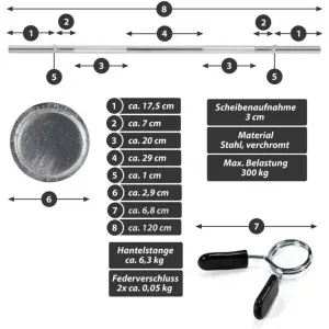 MAXXIVA 86697 vzpieračská tyč na nakladanie, pružina, 120 cm