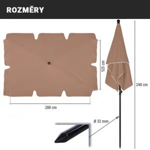 STILISTA sklopný balkónový slnečník, 200 x 125 cm, hnedý