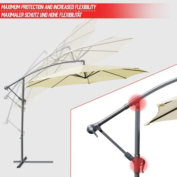 MIADOMODO sklopný slnečník s kľučkou, 300 cm, béžový