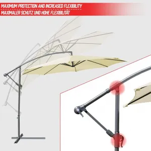 MIADOMODO sklopný slnečník s kľučkou, 300 cm, béžový