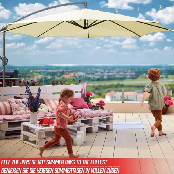 MIADOMODO sklopný slnečník s kľučkou, 300 cm, béžový