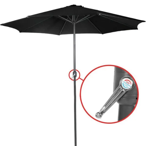 MIADOMODO slnečník s kľučkou 250 cm, čierny