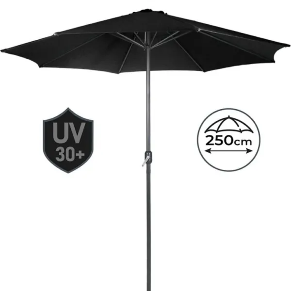 MIADOMODO slnečník s kľučkou 250 cm, čierny