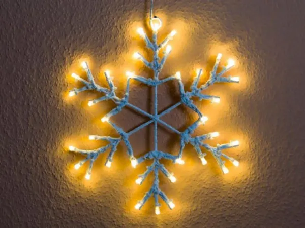 Nexos 42991 Vianočná LED dekorácia - snehová vločka - 30 cm teple biela