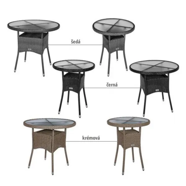 STILISTA okrúhly záhradný stolík, 60 cm, krémový