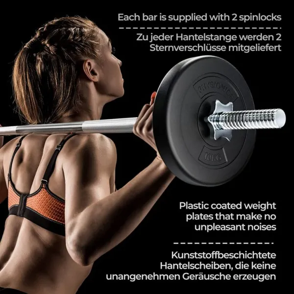 PHYSIONICS Vzpieračský set so závažím 165 cm, 60 kg
