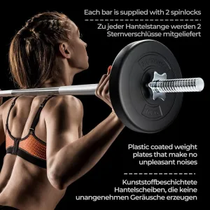 PHYSIONICS Vzpieračský set so závažím 165 cm, 60 kg