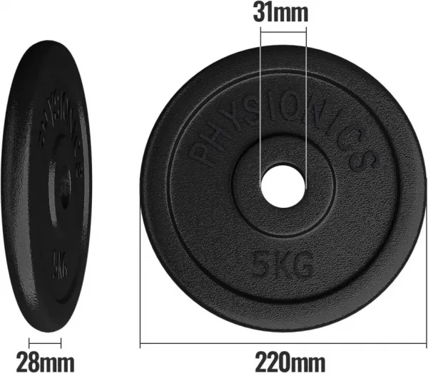 PHYSIONICS súprava činkových kotúčov 6 x 5 kg, liatina, 31 m