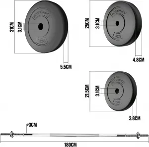 PHYSIONIC Vzpieračský set so závažím, 180 cm, 100 kg