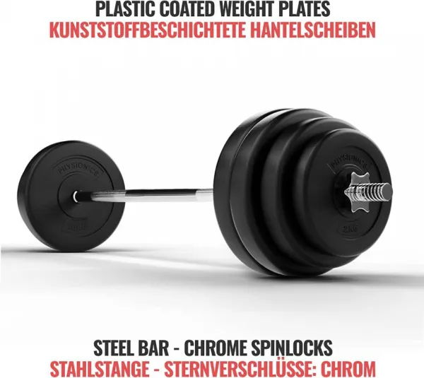 PHYSIONIC Vzpieračský set so závažím, 180 cm, 100 kg