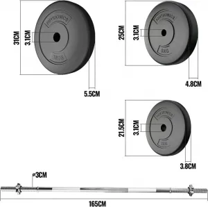 PHYSIONICS Vzpieračský set so závažím 165 cm, 60 kg