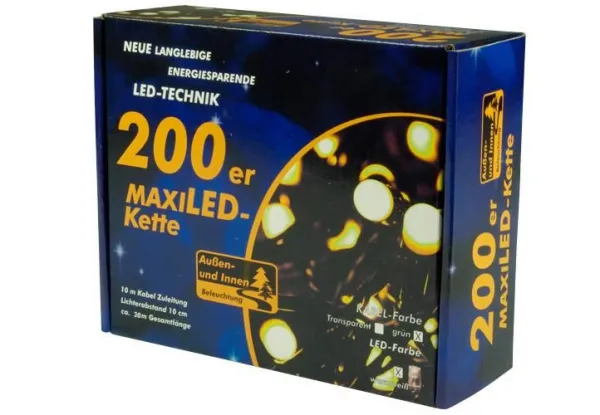 Nexos 28572 Vianočné LED osvetlenie - 20 m, 200 MAXI LED diód, teple biela