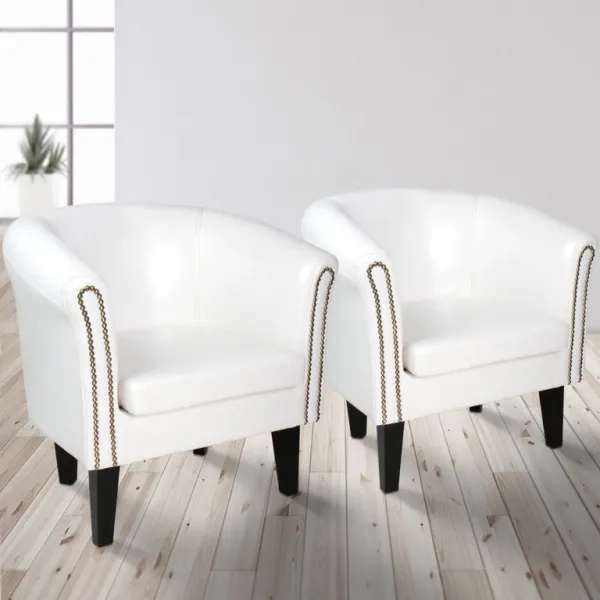 MIADOMODO Sada kresiel Chesterfield, 58 x 71 x 70 cm, biela