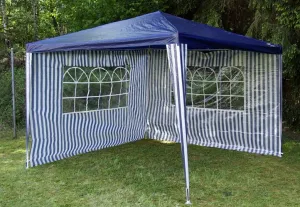 Garthen 652 Záhradný párty stan - modrý 3 x 3 m + 2 bočné steny