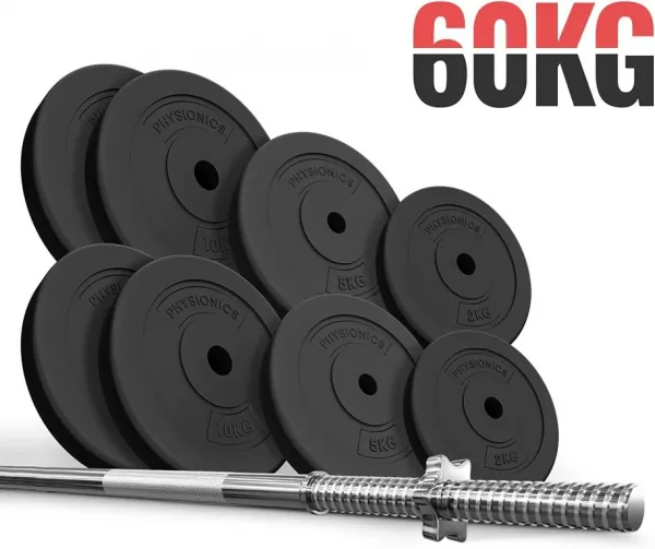PHYSIONICS Vzpieračský set so závažím 165 cm, 60 kg