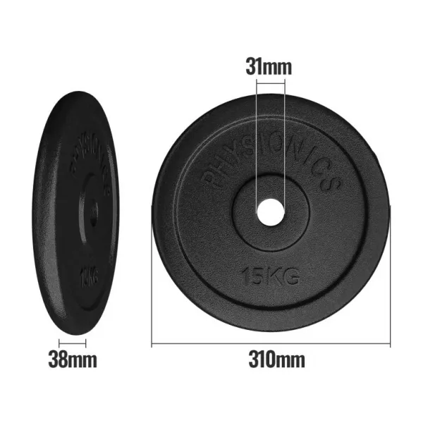 PHYSIONICS Záťažové kotúče 2 x 15 kg, 31 mm, liatina