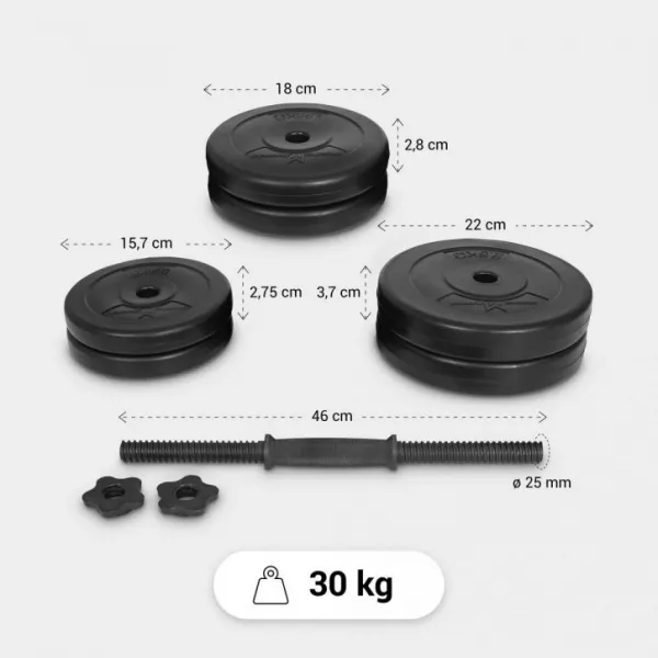 Gyronetics Sada jednoručných činiek, plast, 30 kg, 25 mm