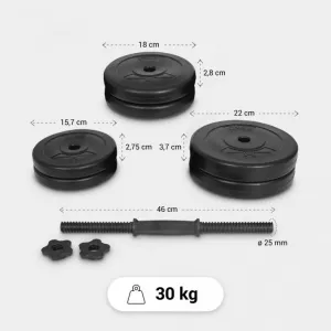Gyronetics Sada jednoručných činiek, plast, 30 kg, 25 mm