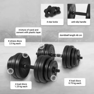 Gyronetics Sada jednoručných činiek, plast, 30 kg, 25 mm