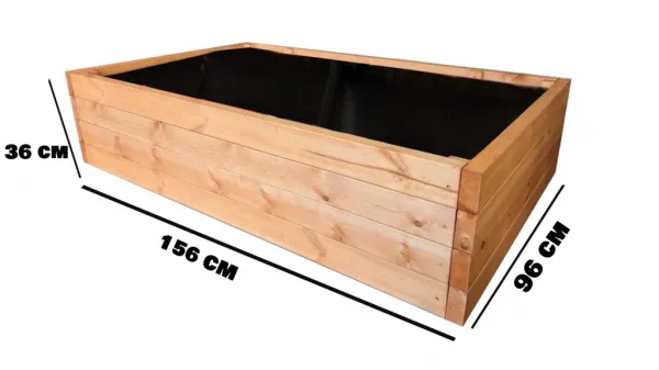 Drevený vyvýšený záhon 156 × 96 × 36 cm – masívna smrekovica